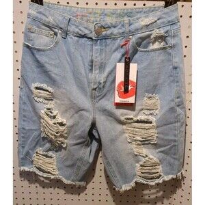 Hot Kiss Shorts Size 13 Junior Bermuda High Rise Light Wash